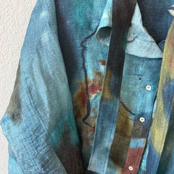 Lemaire PRINTED BLOUSE WITH SCARF AQUA SILK JACQUARD PRINT - Picture 5 of 6